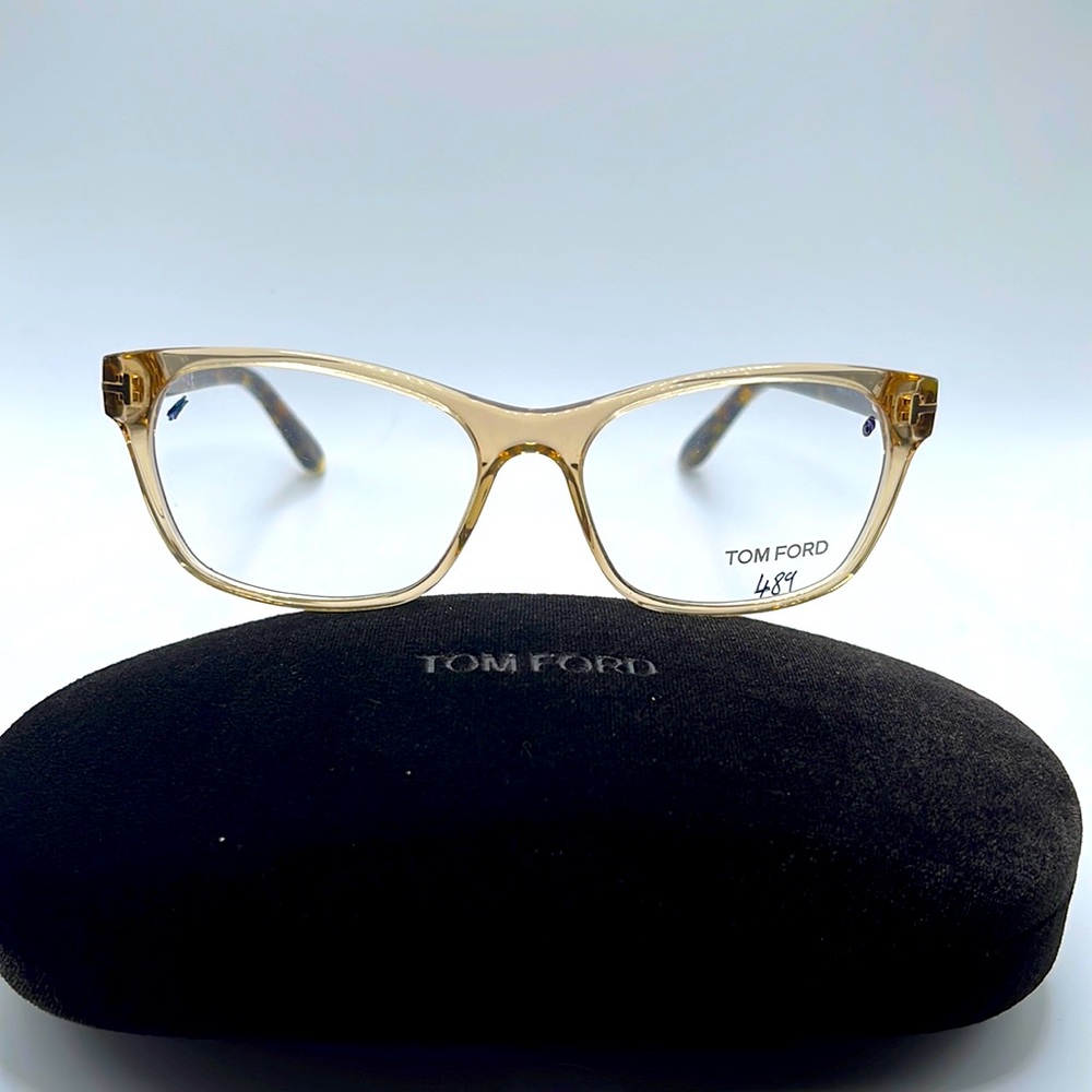 NWT! Tom Ford Mens Optical frames. Transparent rims and tortoiseshell arms.